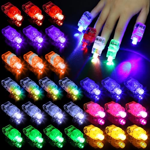 150Pcs LED Finger Lights 9 Colors Finger Flashlights Battery Powered Light Up Finger Ring Toys Mini Finger Lamps Glow in The Dark Party Supplies for Rave Concert Shows