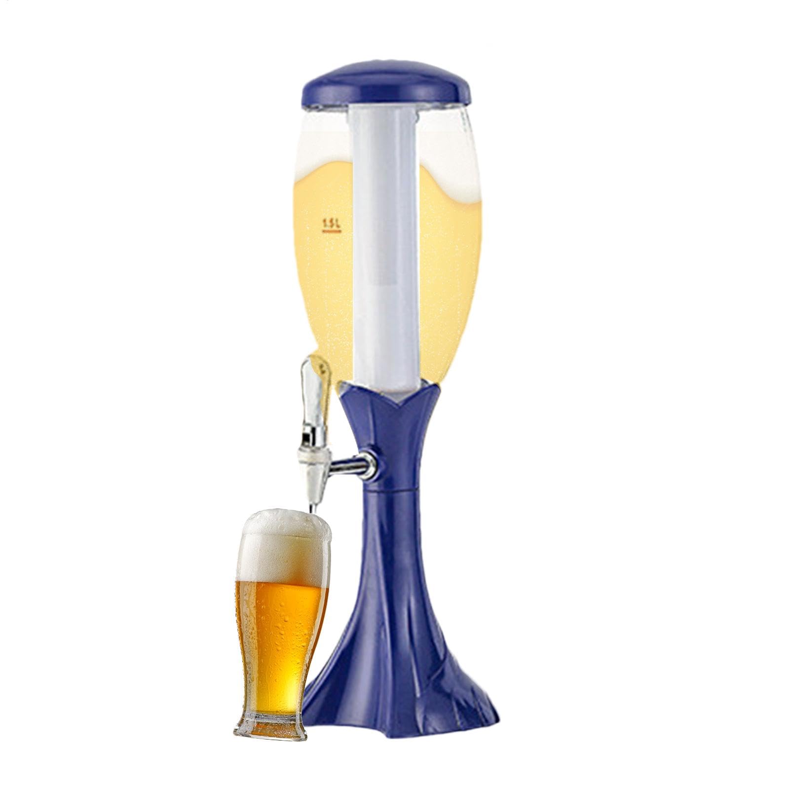 Torre De La Cerveza - Distributore di birra da tavolo, torre di birra per | servire, ampio dispenser a torre di liquore di whisky con tubo di ghiaccio e rubinetto, dispenser per bevande acquatiche, Di