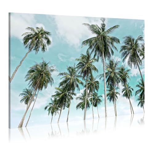 WALLSUP DECOR Palm Trees Canvas Painting Wall Art Coastal Tropical Trees Coconut Trees Beach Canvas Wall Art for Living Room Kitchen Office Hallway (16
