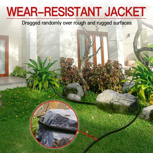 Image of 16 /3 13A 125V 1625W 30 FT Outdoor Extension Cord Waterproof, Weatherproof & Flame Retardant Black 3 Prong Power Cord Outside for Lawn & Garden,125 VAC 16AWG SJTW, ETL Listed