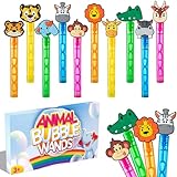 WHALEISLAND Jungle Safari Party Favors,20Pcs Wild Animals Bubble Wands for Kids,Zoo Bubble Wand for Safari Wild One Birthday Party Supplies, Baby Shower Goodie Bag Stuffers Gift