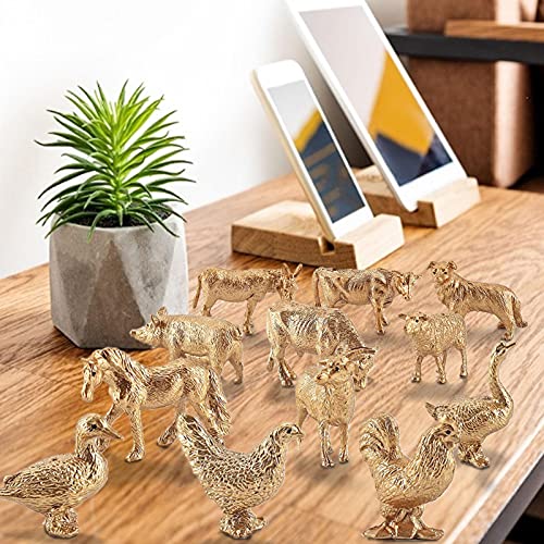 Eastuy 12 Stücke Tier Modell Set, Goldene Bauernhof Tiere Spielzeug Rinder Ziegenschweinchen Huhn, Kinder Früher… – Bild 8