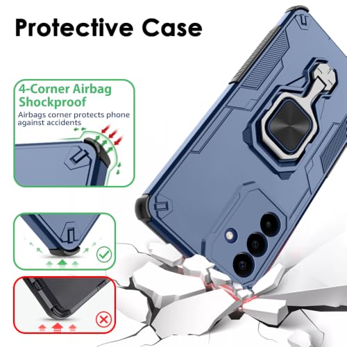 Image of TheGiftKart Tough Armor Bumper Back Case Cover for Samsung Galaxy A27 5G | Ring Holder & Kickstand in-Built | 360 Degree Protection Back Case Cover for Samsung Galaxy A27 5G (PC & TPU, Blue)