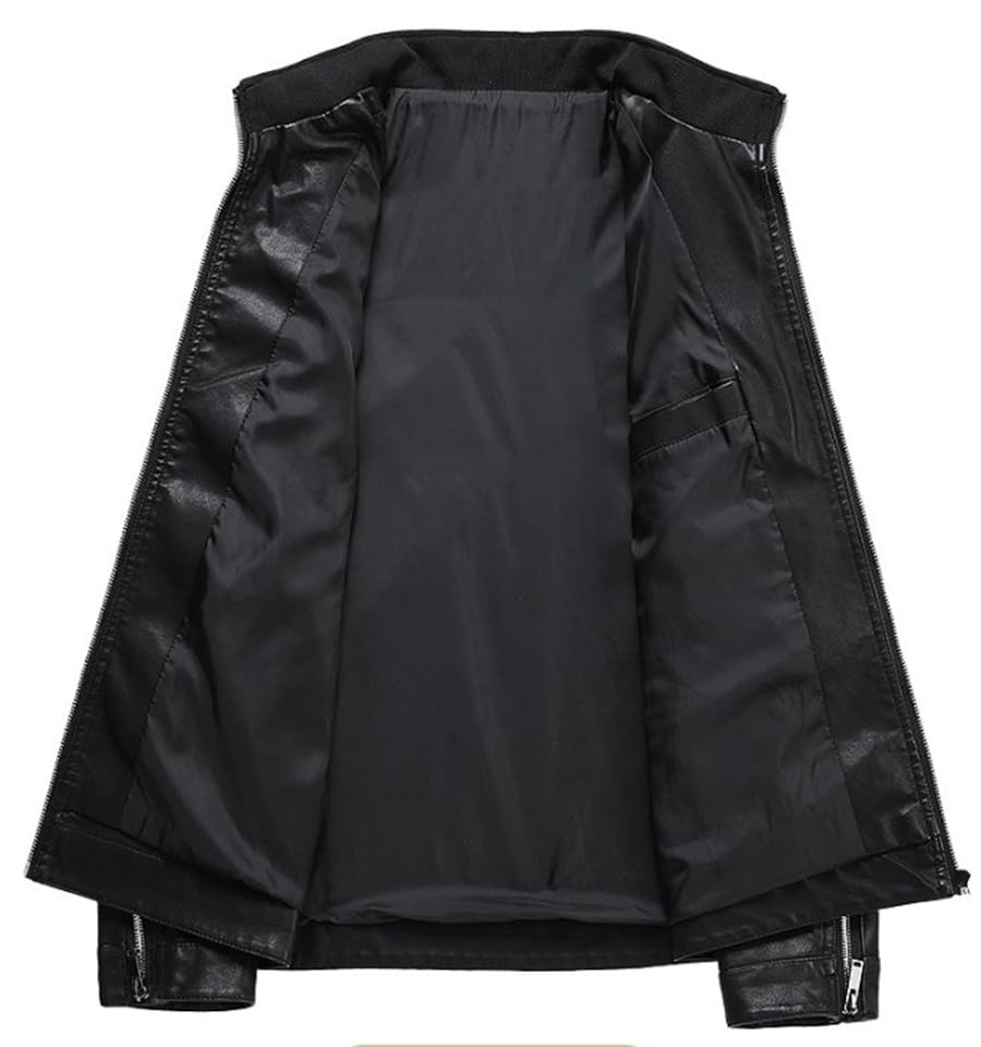 Mens Faux Leather Motorcycle Jackets Stylish Casual Leather Biker Jackets Lightweight Slim Fit Zip Up Coat Outwear3