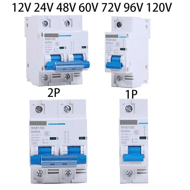 Interruttore Magnetotermico Interruttore automatico MCB DC 1P/2P 12V 24V 36V 48V 60V 72V 96V 120V 100A 125A 150A 200A 250A(2P,200A)