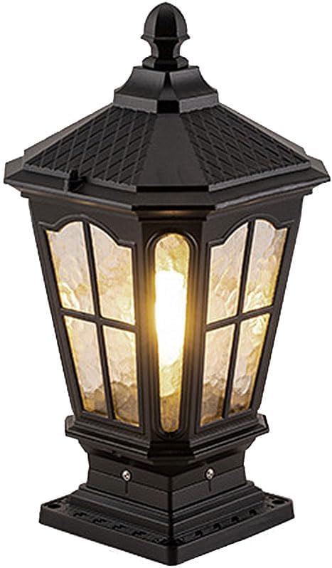 Exterior Black Post Light Garden Light Deck Lighting Aluminum Glass Lanterns in Industrial Style Outdoor Waterproof Post Cap Light for Lawn Landscape 1 Pack