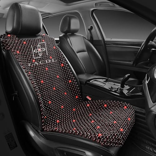 LACDL Beaded Car Seat Covers for Cars Cooling Bead Seat Cover for Trucks & SUVs - Auto Ventilated Seat Cooler Pad Natural Wood Breathable Beads - Sweat Protector for Summer Stars