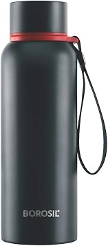 Borosil - Stainless Steel Hydra Trek - Vacuum Insulated Flask Water Bottle, Black, 500ML