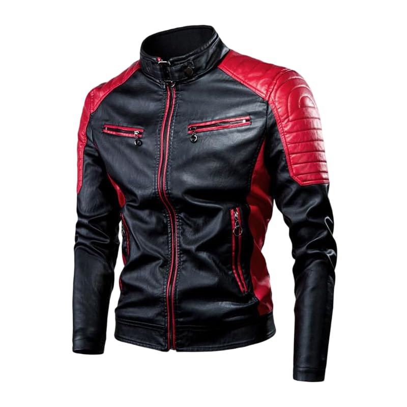 Men's Faux Leather Motorcycle Jacket Fall Zip Up Biker Jackets Trendy Clothes 2025