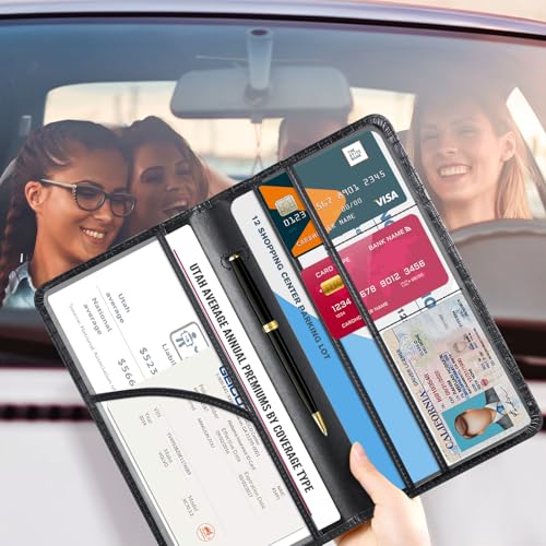 Image of CoBak Car Registration and Insurance Holder | Vehicle Glove Box Organizer, Auto Truck Compartment Document Case with Magnetic Closure for Insurance & Driver License