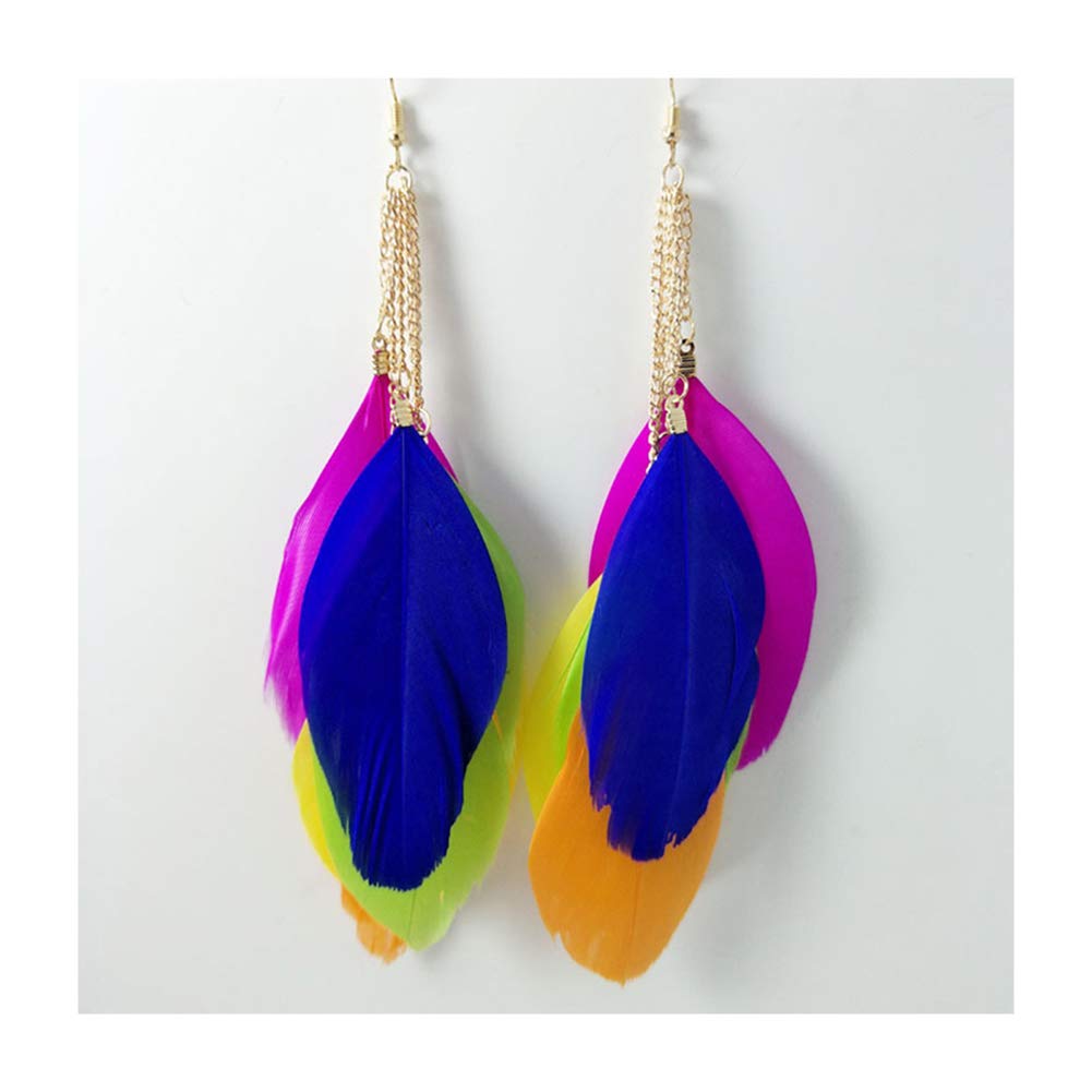 Vottery Bohemian Style Feather Earrings Dangle Ear Drop for Women Party