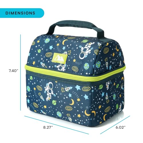 Image of Arctic Zone Kids Lunch Box Combo with Gel Ice Pack and Sandwich Container, 2 Compartment Insulated Bucket for Travel Lunch, Space Odyssey