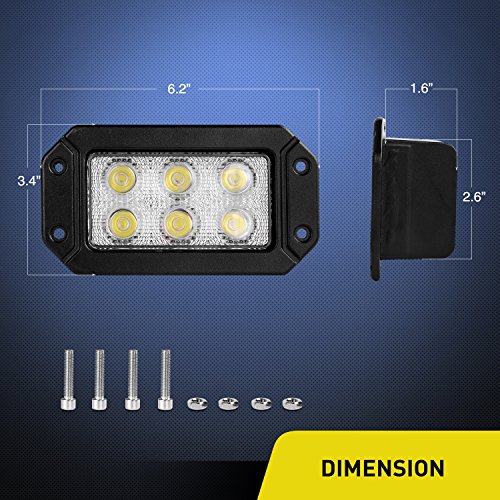 Image of Nilight 15029S-B 2PCS 18w Flush Mount Lights Spot Work Driving Bar Off Road Led Jeep Truck Tacoma Bumper ATV UTV,2 Years Warranty