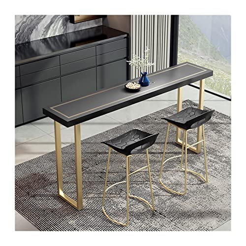 Tavolo Da Bar Alto E Stretto In Legno Massello - Design Moderno Per Cucina E Soggiorno (120cm, Quercia E Nero) - Foto 8