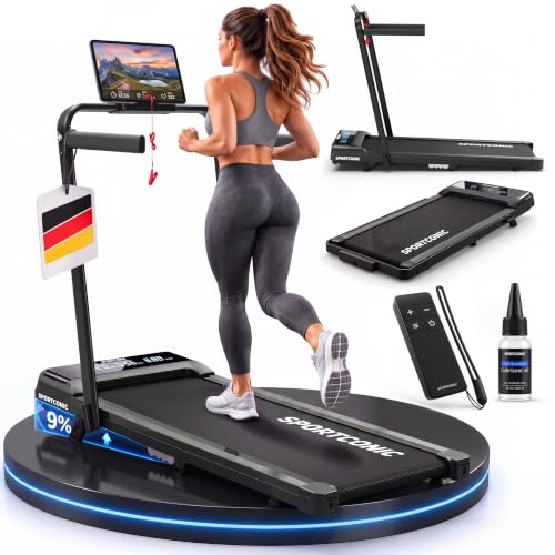 Sportconic Laufband 1–12 km/h – klappbar & elektrisch für Zuhause – leise Nutzung unter dem Schreibtisch – Walking Pad mit Steigung… – Ansicht 1