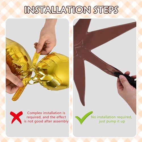 Image of TONIFUL 4 Pcs Explosion Star Balloons Chocolate Foil Balloon Party Decor | 22 Inch Large Mylar Star Balloon for Coffee Themed Party Decor Boho Birthday Wedding Bridal Shower Fall Baby Shower