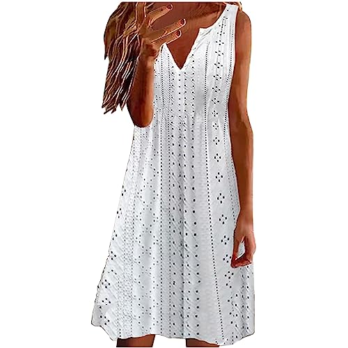 Abito Donna Estivo Vendita 2025 Nuovo Vestiti Donna Estivi Serbatoio Senza Maniche Vestitini con Scollo a V Bohémien Mini Abiti al Ginocchio Abito Leggera Traspirante Vestiti per Mare Spiaggia Vacanza