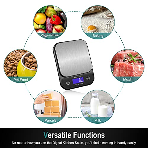 Bomata Waterproof Food Scale, 0.01Oz/0.1G High Precision, 11Lb/5Kg, Washable, Usb Rechargeable, Stainless Steel Weighing Platform, Digital Kitchen Scale For Cooking, Baking, Weight Loss, Etc. #TOP6