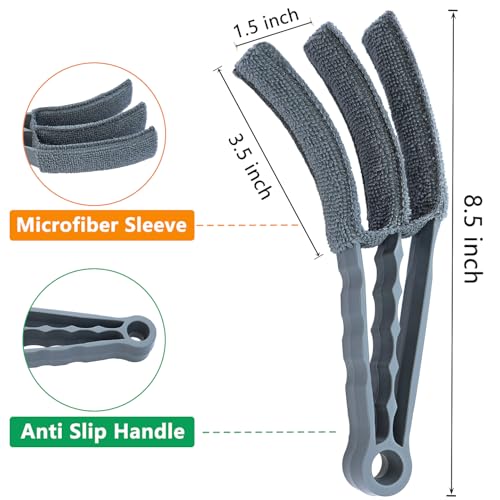 Image of Window Blind Cleaner Duster Brush, 1 Brush with 4 Upgraded Microfiber Sleeves, Washable and Reusable, Blind Cleaner Tools for Window Blinds, Air Conditioner, Jalousie (Grey)