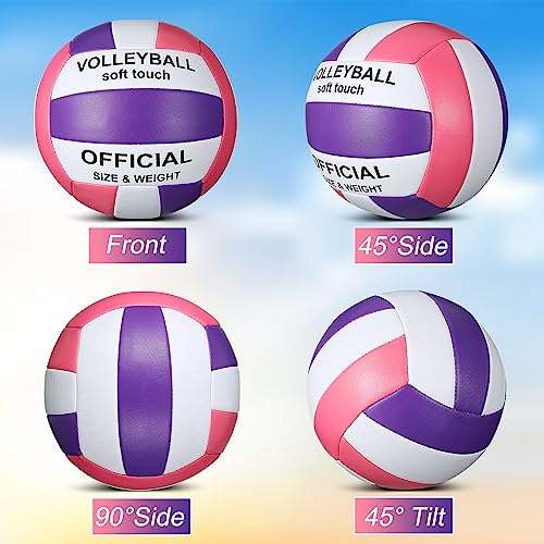 Image of Lenwen 2 Pack Volleyball Official Size 5, Purple, Pink, White