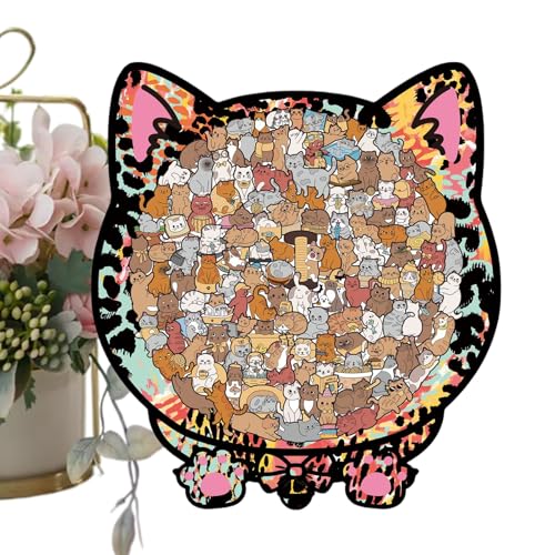 Puzle de madera de gato con 135 piezas y marco decorativo para la mesa del hogar