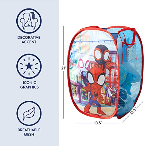 Image of Disney Jr. Spidey and His Amazing Friends Pop Up Storage and Laundry Hamper, 21 inch H x 13.5 inch W X 13.5 inch L