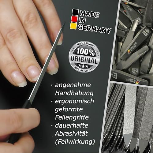 DREI SCHWERTER Zestaw 5 pilników do paznokci, szafirowych pilników do paznokci, wyprodukowano w Niemczech, 1 polerka do paznokci