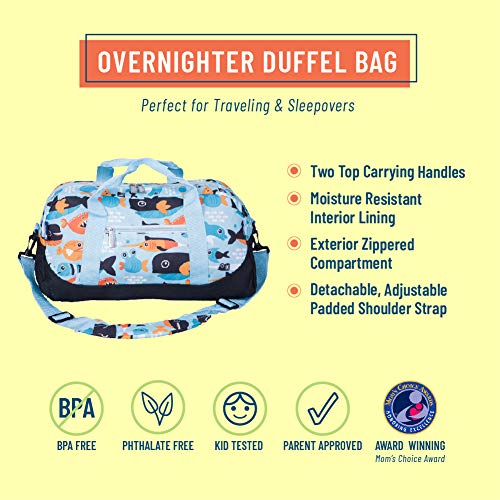 Wildkin Kids Overnighter Duffel Bags For Boys & Girls, Perfect For Sleepovers And Travel Duffel Bag For Kids, Carry-On Size & Ideal For School Practice Or Overnight Travel Bag (Big Fish) #TOP1