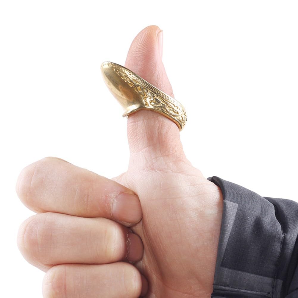 DAZZLEEX Anello per pollice per tiro con l'arco, 18-22 mm, in ottone, protezione per arco, arco, bersaglio per tiro con l'arco all'aperto e caccia