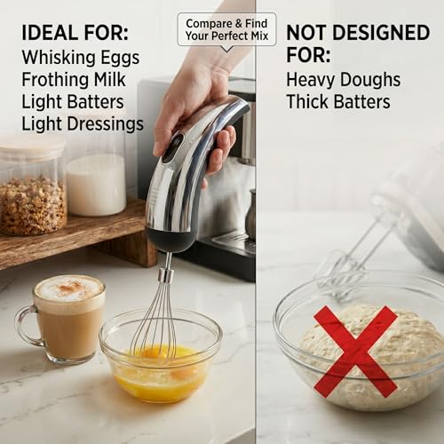 Wynboop Mini Cordless Hand Mixer, 5-Speed Electric Whisk with Digital Display, USB-C Rechargeable & Silent, Portable for Drinks, Breakfast & Baking(Black) by Wynboop - Used condition - Image 7