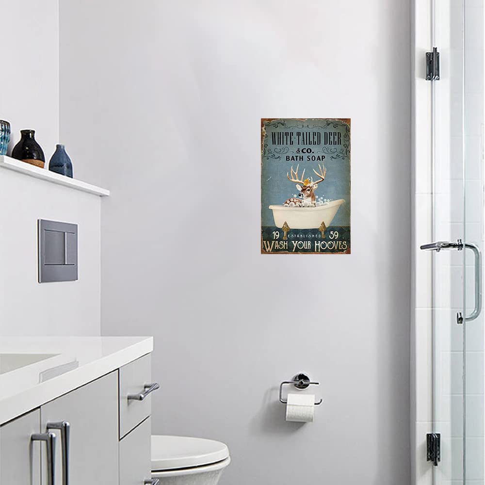 YOTQUULKI Aluminum Metal Sign – White Tailed Deer Bath Soap Sign, 8x12 Inches, Rustic Wall Decor - View #9