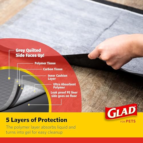 Image of Glad for Pets Black Charcoal Dog Pads - Super Absorbent, Disposable Pee Pads for Puppy Potty Training & Indoor Use - 23 inch x 23 inch - 50 Count - 2 Pack