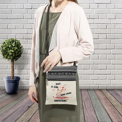 Just Love Hamsters Messenger Bag Small Ethnic Pattern Printed Adjustable Strap Crossbody Zipper Bag Phone Bag Wallet Cute Shoulder Handbag for Hamster Lovers Women Friends3