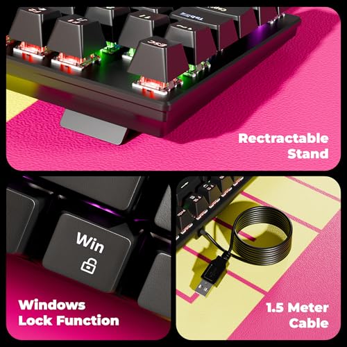 Image of Zebronics Wired Mechanical Keyboard, Silent Linear Red Switches, 104 Keys, 12 Multimedia Keys, 26 Key Anti Ghosting, Double Shot Keycaps, 17 LED Modes, Multimedia Keys, 1.5m Cable (Max Ninja 100)