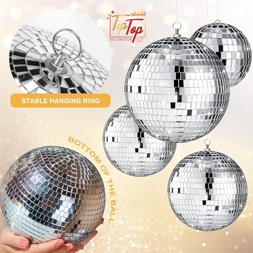 Image of Premium Mirror Disco Ball Hanging Party Centerpieces (Handmade) (25 cm (1 pc) (10 inch))