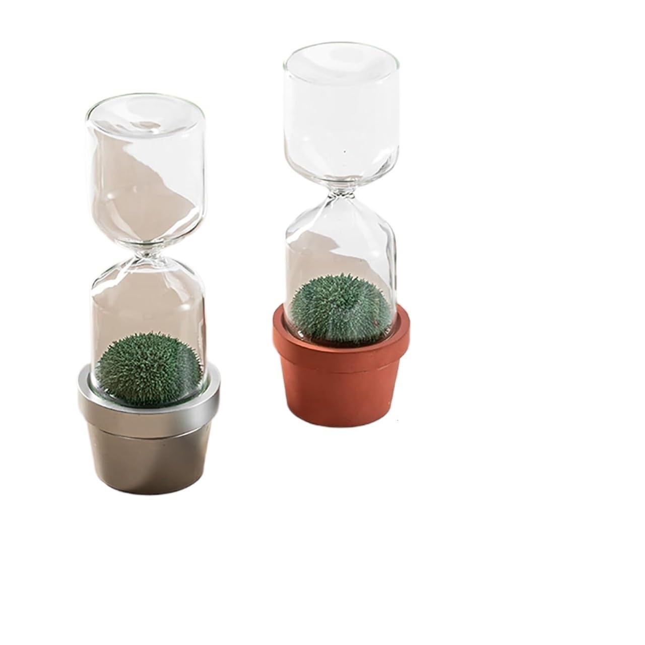 Sanduhr-Timer, 3-Minuten-Magnet-Sanduhr-Pflanzgefäß, Mehrfarbig(Silver)