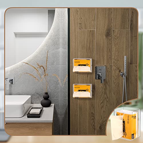 Tatuo 12 Bulk 1200 Sheets Bamboo Facial Tissue 3 Ply Soft Tissues For Bathroom Toilet Papers Disposable Tissues With 2 Tissue Box Holder Wall Mounted For Cabinet Desk Living Room Office Kitchen #TOP4