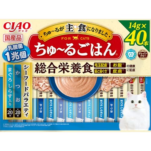 チャオ (CIAO) ちゅ~るごはん シーフードバラエティ 14g×40本 猫用おやつのサムネイル