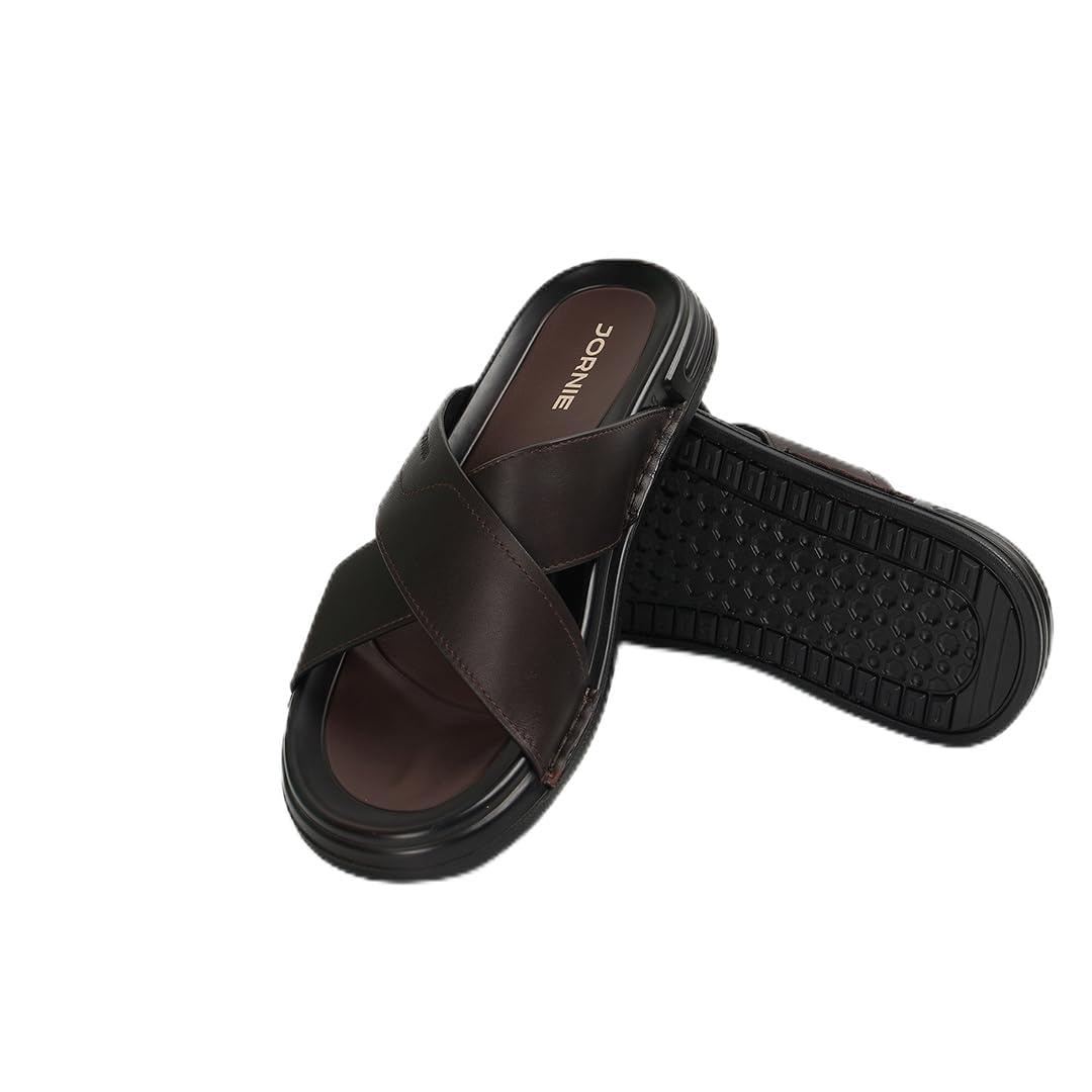 Majestic Cross Strap Sandals | Structured Cross Band Design | Slip-On Entry | Textured Upper Finish | Flexible Sole Build |For Indoor Wear & Relaxed Outings-image-12