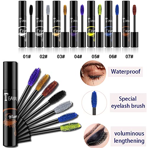 Blue Colored Mascara - Colorful Mascara/Waterproof Long-lasting 4D Silk Fiber Lash Mascara/Smudgeproof Fast Dry Eye Lashes Curling Lengthening Thick Eyelashes for Women and Girls (Blue-06) - Image 6
