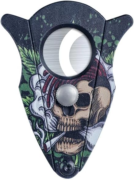ZUC Cigar Cutter Patterned Circular Painted Stainless Steel Metal Slicer Portable Pocket Smoking Accessories Tool(D)