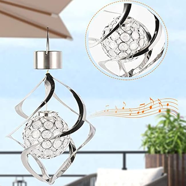 Solar Lights Hanging Landscape Lanterns 7 Color Auto-Changing Solar Wind Chime Lights