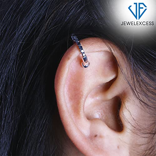 Sterling-Silver-Ear-Cuffs-for-Women-Non-Piercing–110-Carat-Black-Diamond-Ear-Cuff-with-Hinged-Hoop-Comfort-Clasps–Silver-Ear-Cuff-Earring-by-JEWELEXCESS