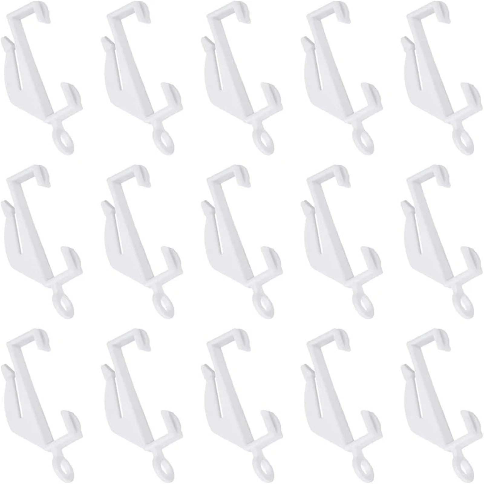 Curtain Hooks 200Pcs White Plastic Curtain Rail Hooks