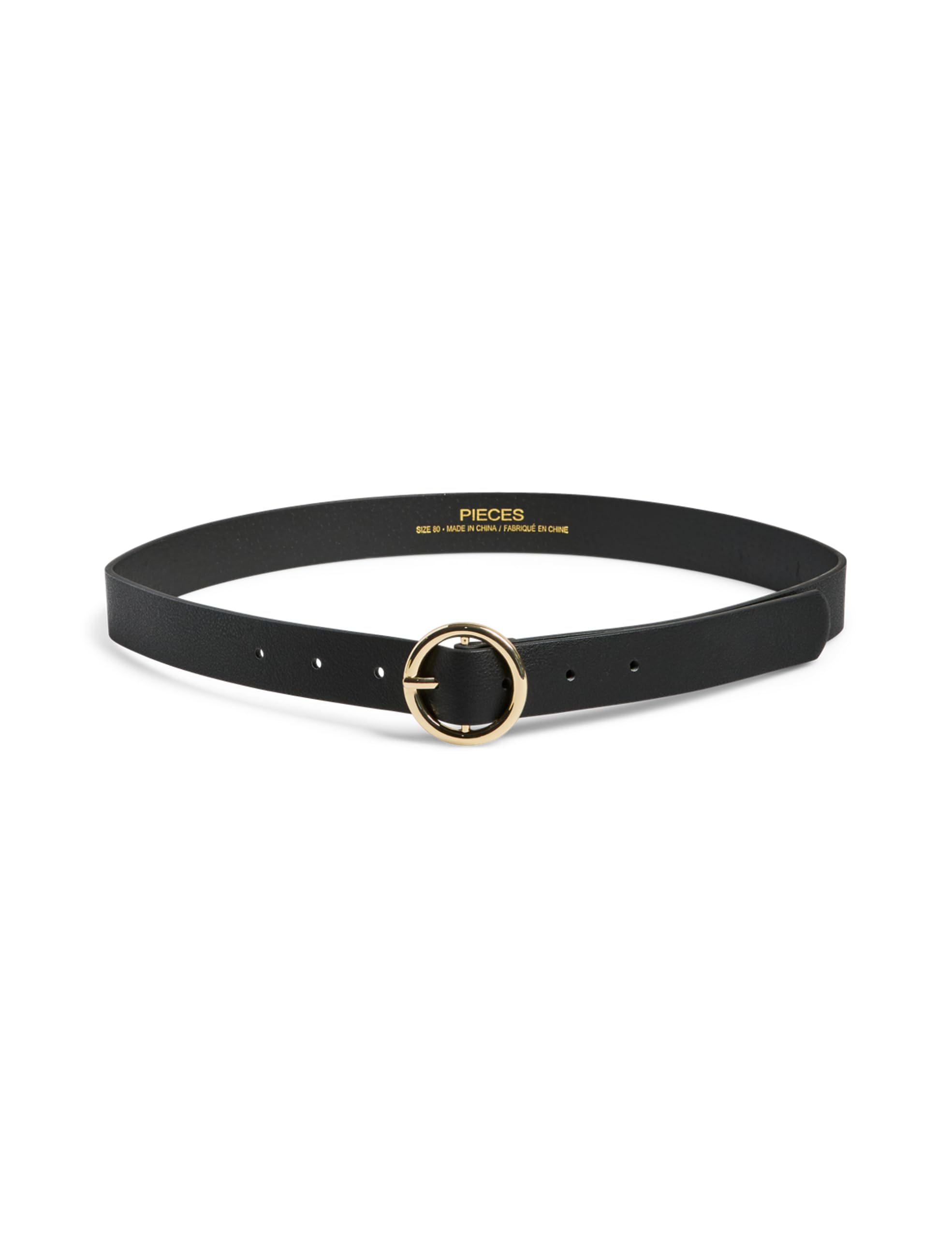 Pieces Women's PCBONNA JEANS BELT NOOS Belt, Detail: Gold Buckle/Black, 90