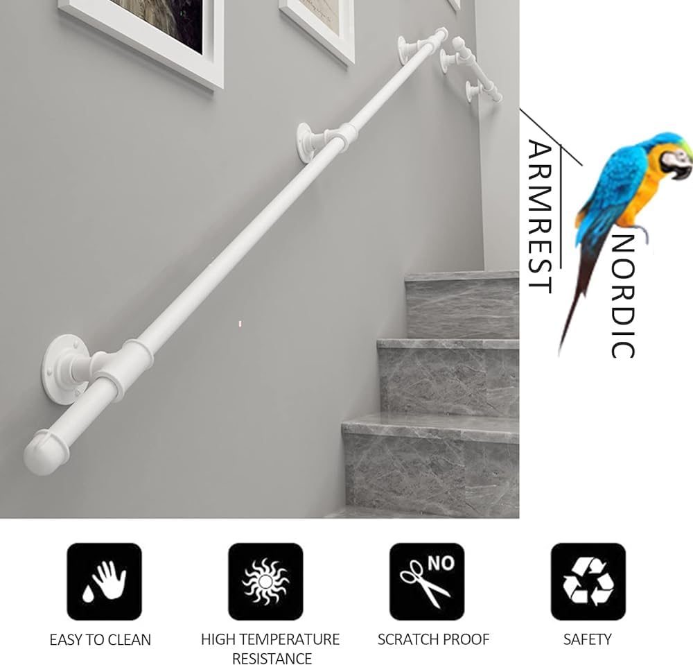 Corrimano Per Scale In Metallo – Antiscivolo, Montaggio A Parete, Lunghezza Regolabile (fino A 140 Cm)