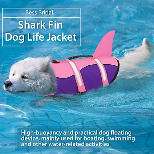 Dog Life Jacket, Large Dog Life Vest For Swimming Boating, Shark Life Jackets For Small Medium Large Dogs, Reflective Dog Lifesaver Life Preserver Swimsuit With Rescue Handle And High Buoyancy #TOP1