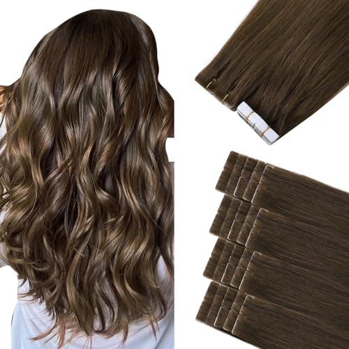 Image of Sindra Invisi Edge Tape in Hair Extensions Human Hair Medium Brown