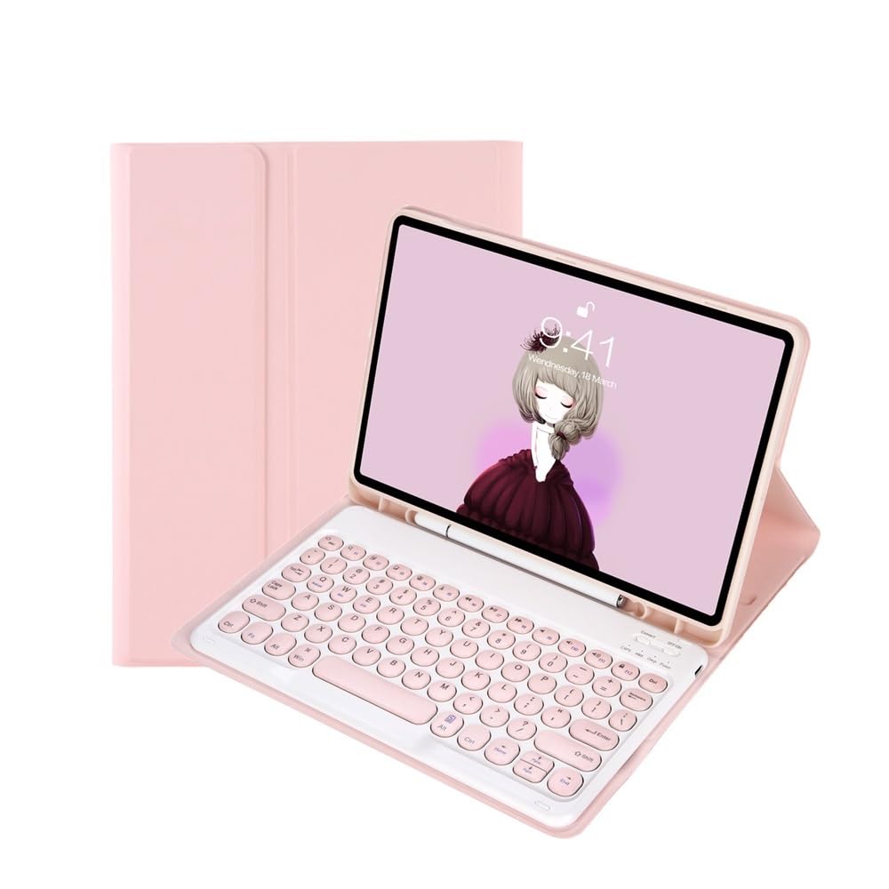 Teclado desmontable magnético con funda rosa de cuero para iPad Pro 12.9 YSJX 7