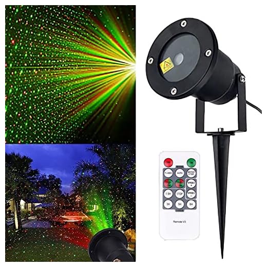 SAKEMA Projecteur de noël à Distance, lumière d'extérieur, Vert, Rouge, LED étoiles, projecteur for décoration de fête et de Vacances 9.23
